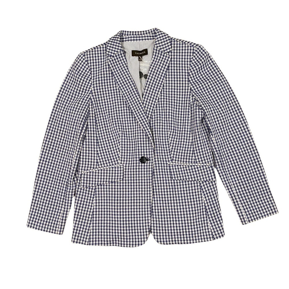 Talbots Blue Houndstooth‎ Cotton Blazer 8 - Picture 2 of 7